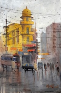 Abdul Hameed, 16 x 24 inch, Acrylic on Canvas, Cityscape Painting, AC-ADHD-009